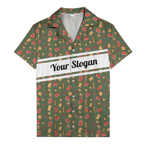 steak sausage burger cartoon grill repeat hawaiian shirt
