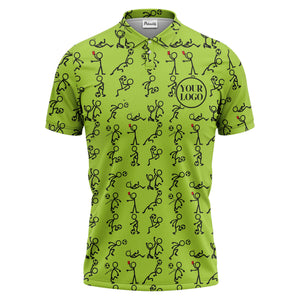 stick figure soccer players & balls cartoon polo shirt for men
