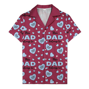 watercolor hearts & custom names hawaiian shirt for dad, navy blue