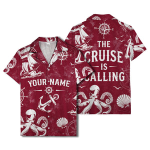 anchor octopus compass nautical adventure hawaiian shirt for men