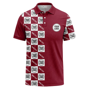 checkerboard repeat logo text black white customizable polo shirt