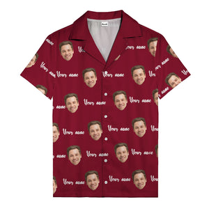 custom face portrait & personalized text repeat hawaiian shirt