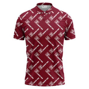 custom logo & company name repeat pattern black polo shirt for men