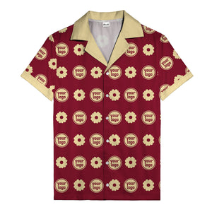 custom logo daisy repeat pattern hawaiian shirt for men