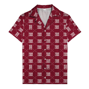 custom logo diamond repeat monochrome hawaiian shirt for men