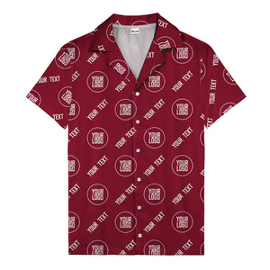 custom logo & text circle repeat black white hawaiian shirt for men