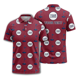 golf flag logo repeat pattern country club golf polo shirt