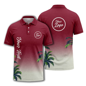 gradient fade palm trees silhouette polo shirt with custom text