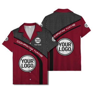 hexagonal grid diagonal stripe hawaiian shirt with custom logo