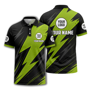 lightning bolt pattern with custom logo and name polo shirt for men