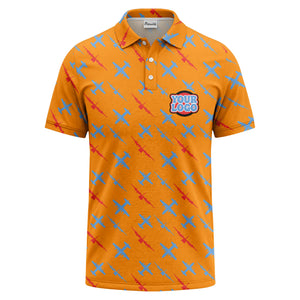 airplane silhouette repeat aviation graphic polo shirt for men
