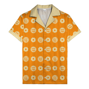 custom logo daisy repeat pattern hawaiian shirt for men