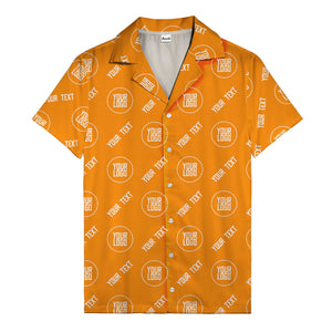 custom logo & text circle repeat black white hawaiian shirt for men