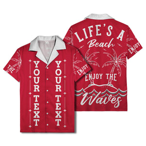 customizable text palm trees & stars graphic hawaiian shirt for men