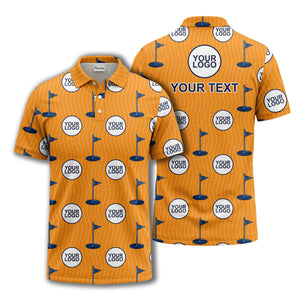 golf flag logo repeat pattern country club golf polo shirt