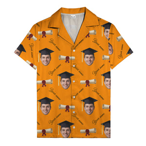 graduation caps diplomas & custom faces hawaiian shirt