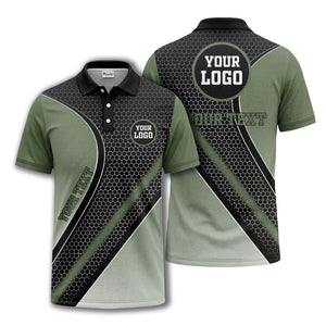hexagonal gradient geometric print with customizable logo polo shirt