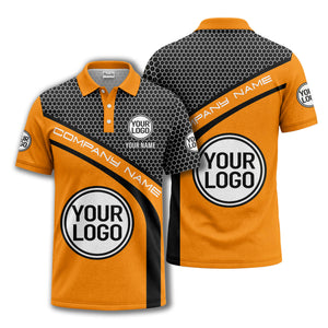 hexagonal grid monogram logo corporate polo shirt for men