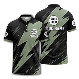 lightning bolt pattern with custom logo and name polo shirt for men