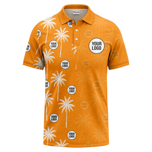 palm trees & custom logo circle repeat graphic polo shirt