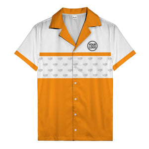 retro bowling custom logo repeat hawaiian shirt for men