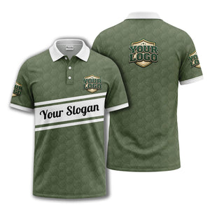shield logo stars hexagon pattern polo shirt for men