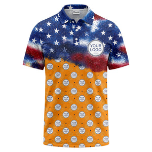 stars & stripes american flag custom logo all over print polo shirt