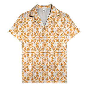 watercolor palm leaf repeat tropical hawaiian shirt for men