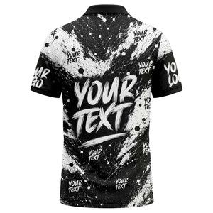 abstract splatter paint with customizable text artistic polo shirt