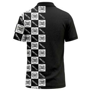 checkerboard repeat logo text black white customizable polo shirt