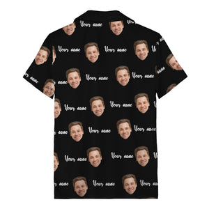 custom face portrait & personalized text repeat hawaiian shirt