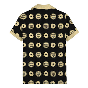 custom logo daisy repeat pattern hawaiian shirt for men