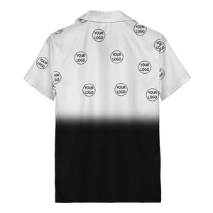 custom logo ombre gradient black white hawaiian shirt