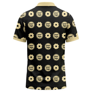 customizable daisy & monogram repeat pattern polo shirt