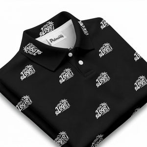 your logo repeat pattern black customizable professional polo shirt