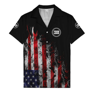 fiery bald eagle & stars stripes hawaiian shirt for men