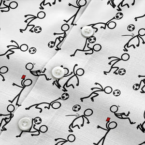 soccer stick figures & footballs fun cartoon hawaiian shirt