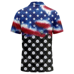 stars & stripes american flag custom logo all over print polo shirt