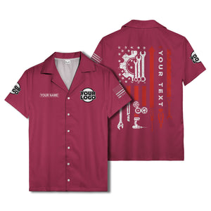 stars & stripes american flag custom logo patriotic hawaiian shirt