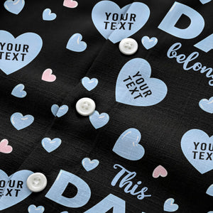 watercolor hearts & custom names hawaiian shirt for dad, navy blue