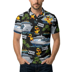 cruise ship & sunglasses ducks cartoon islands polo shirt for men