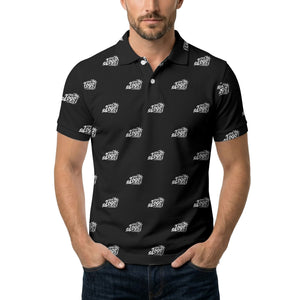 your logo repeat pattern black customizable professional polo shirt