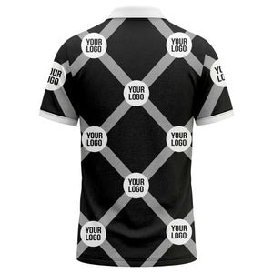 diagonal stripes & repeating custom logo polo shirt for men