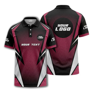 hexagonal grid geometric lines modern tech-inspired polo shirt