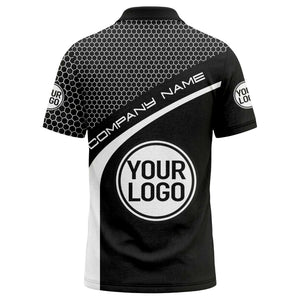hexagonal grid monogram logo corporate polo shirt for men