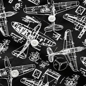 vintage airplane blueprint sketches propeller engine hawaiian shirt