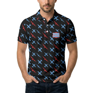 airplane silhouette repeat aviation graphic polo shirt for men