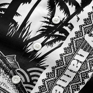 cruise ship & palm trees fish waves aloha hawaiian shirt