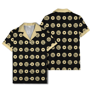 custom logo daisy repeat pattern hawaiian shirt for men