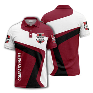 custom logo diagonal stripe corporate polo shirt for business uniforms